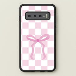 Checkered Coquette Bow Pink  - Clean Girl Aesthetic Phone Case for Galaxy S10