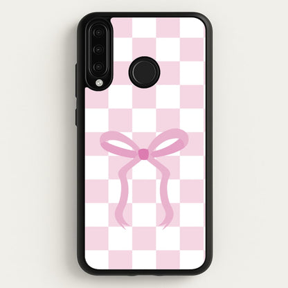 Checkered Coquette Bow Pink  - Clean Girl Aesthetic Phone Case for Huawei P30 Lite