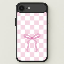 Checkered Coquette Bow Pink Phone Case for iPhone 17 Air