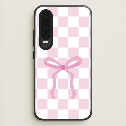 Checkered Coquette Bow Pink  - Clean Girl Aesthetic Phone Case for Huawei P30