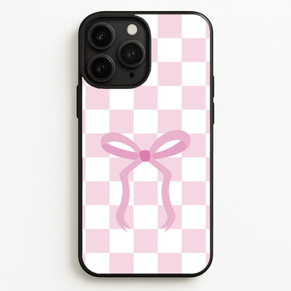Checkered Coquette Bow Pink  - Clean Girl Aesthetic Phone Case for iPhone 11 Pro Max