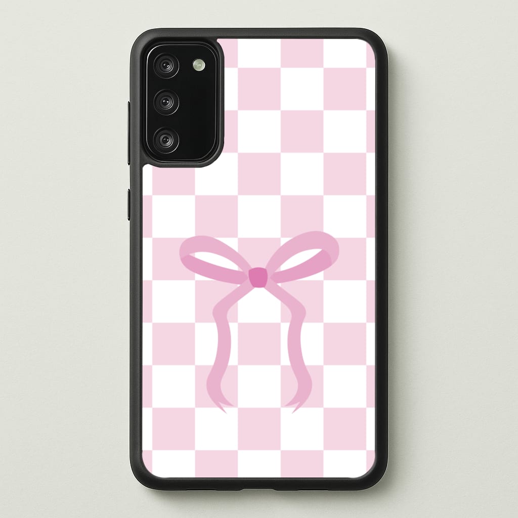 Checkered Coquette Bow Pink  - Clean Girl Aesthetic Phone Case for Galaxy S20