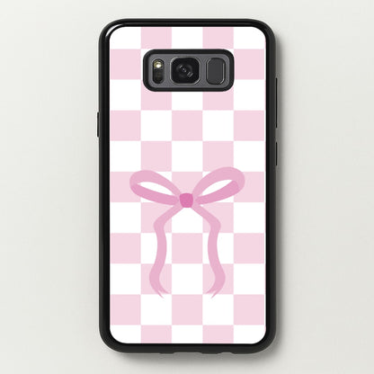 Checkered Coquette Bow Pink  - Clean Girl Aesthetic Phone Case for Galaxy S8