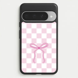 Checkered Coquette Bow Pink Phone Case for Google Pixel 10 Pro XL