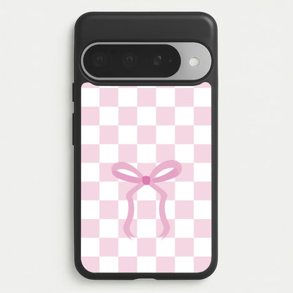 Checkered Coquette Bow Pink Phone Case for Google Pixel 10 Pro XL