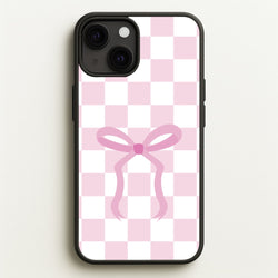 Checkered Coquette Bow Pink  - Clean Girl Aesthetic Phone Case for iPhone 13 Mini
