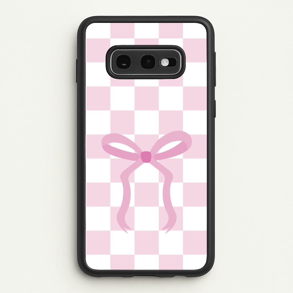 Checkered Coquette Bow Pink  - Clean Girl Aesthetic Phone Case for Galaxy S10e