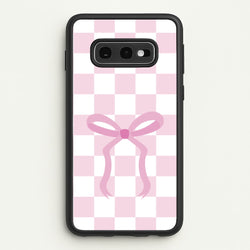 Checkered Coquette Bow Pink  - Clean Girl Aesthetic Phone Case for Galaxy S10e