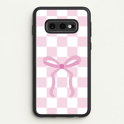 Checkered Coquette Bow Pink  - Clean Girl Aesthetic Phone Case for Galaxy S10e