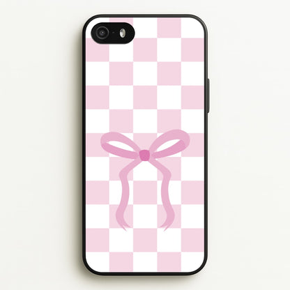 Checkered Coquette Bow Pink  - Clean Girl Aesthetic Phone Case for iPhone 5 / 5s / SE 2016