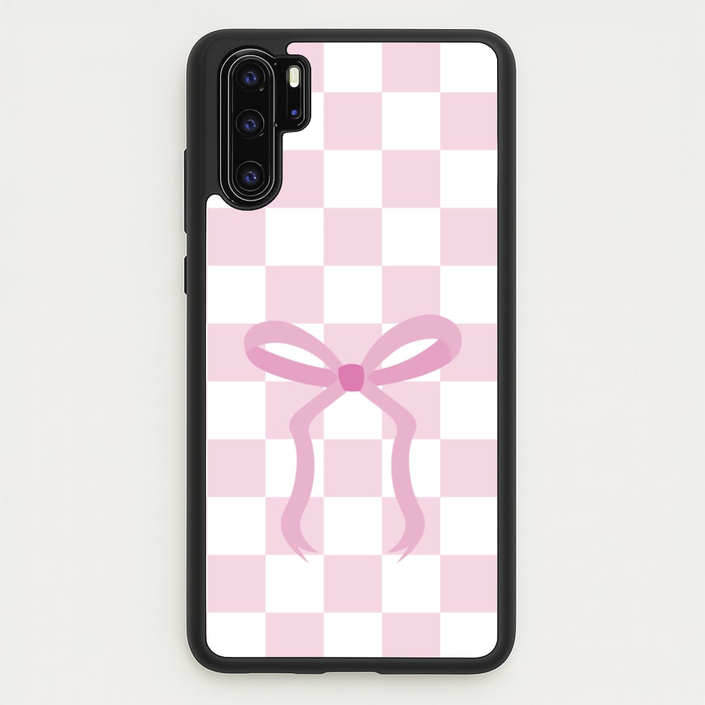 Checkered Coquette Bow Pink  - Clean Girl Aesthetic Phone Case for Huawei P30 Pro