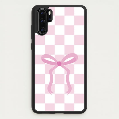 Checkered Coquette Bow Pink  - Clean Girl Aesthetic Phone Case for Huawei P30 Pro