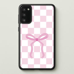 Checkered Coquette Bow Pink  - Clean Girl Aesthetic Phone Case for Galaxy S20FE