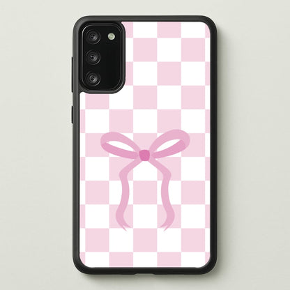 Checkered Coquette Bow Pink  - Clean Girl Aesthetic Phone Case for Galaxy S20FE