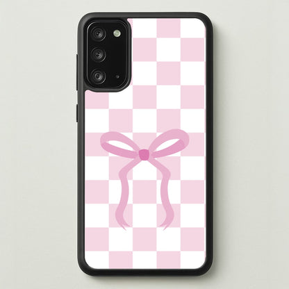Checkered Coquette Bow Pink  - Clean Girl Aesthetic Phone Case for Galaxy Note 20