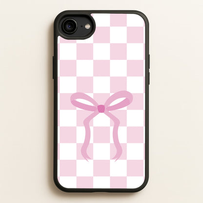 Checkered Coquette Bow Pink  - Clean Girl Aesthetic Phone Case for iPhone 6 / 7 / 8 / SE
