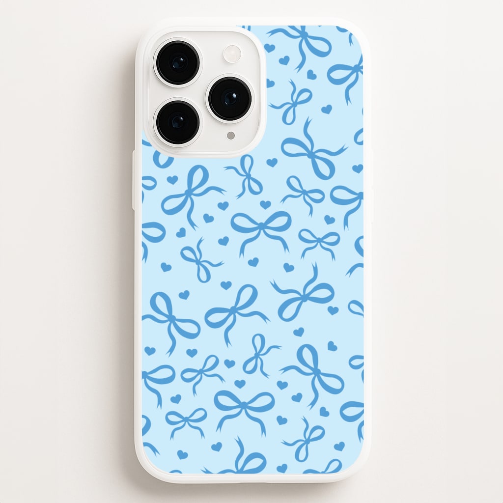 Coquette Bows And Hearts Navy Blue  - Clean Girl Aesthetic Phone Case for iPhone 16 Pro Max