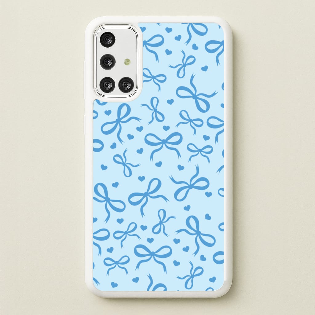 Coquette Bows And Hearts Navy Blue  - Clean Girl Aesthetic Phone Case for Galaxy A71