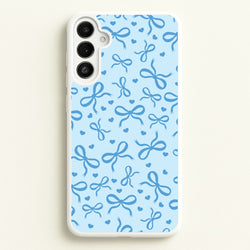 Coquette Bows And Hearts Navy Blue  - Clean Girl Aesthetic Phone Case for Galaxy A36