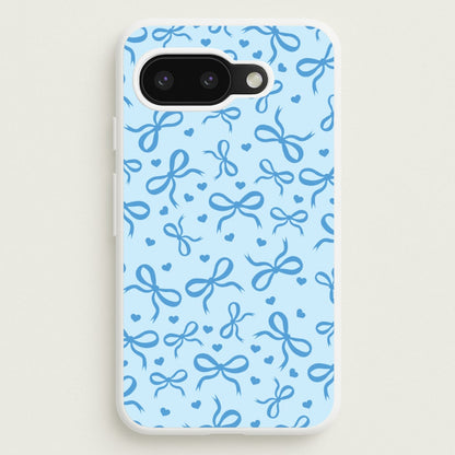Coquette Bows And Hearts Navy Blue  - Clean Girl Aesthetic Phone Case for Google Pixel 9a