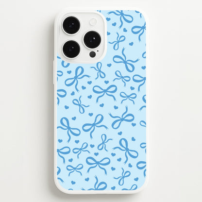 Coquette Bows And Hearts Navy Blue  - Clean Girl Aesthetic Phone Case for iPhone 13 Pro Max