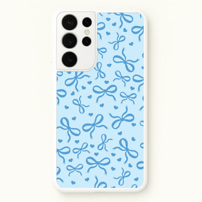 Coquette Bows And Hearts Navy Blue  - Clean Girl Aesthetic Phone Case for Galaxy S21 Ultra