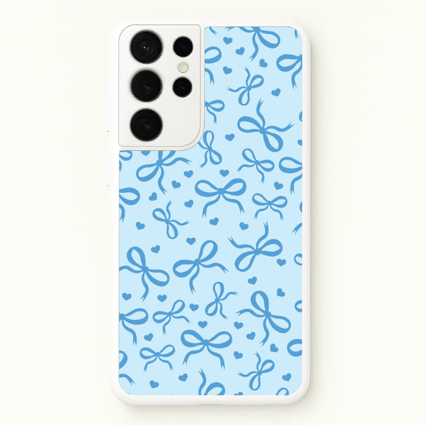 Coquette Bows And Hearts Navy Blue  - Clean Girl Aesthetic Phone Case for Galaxy S21 Ultra