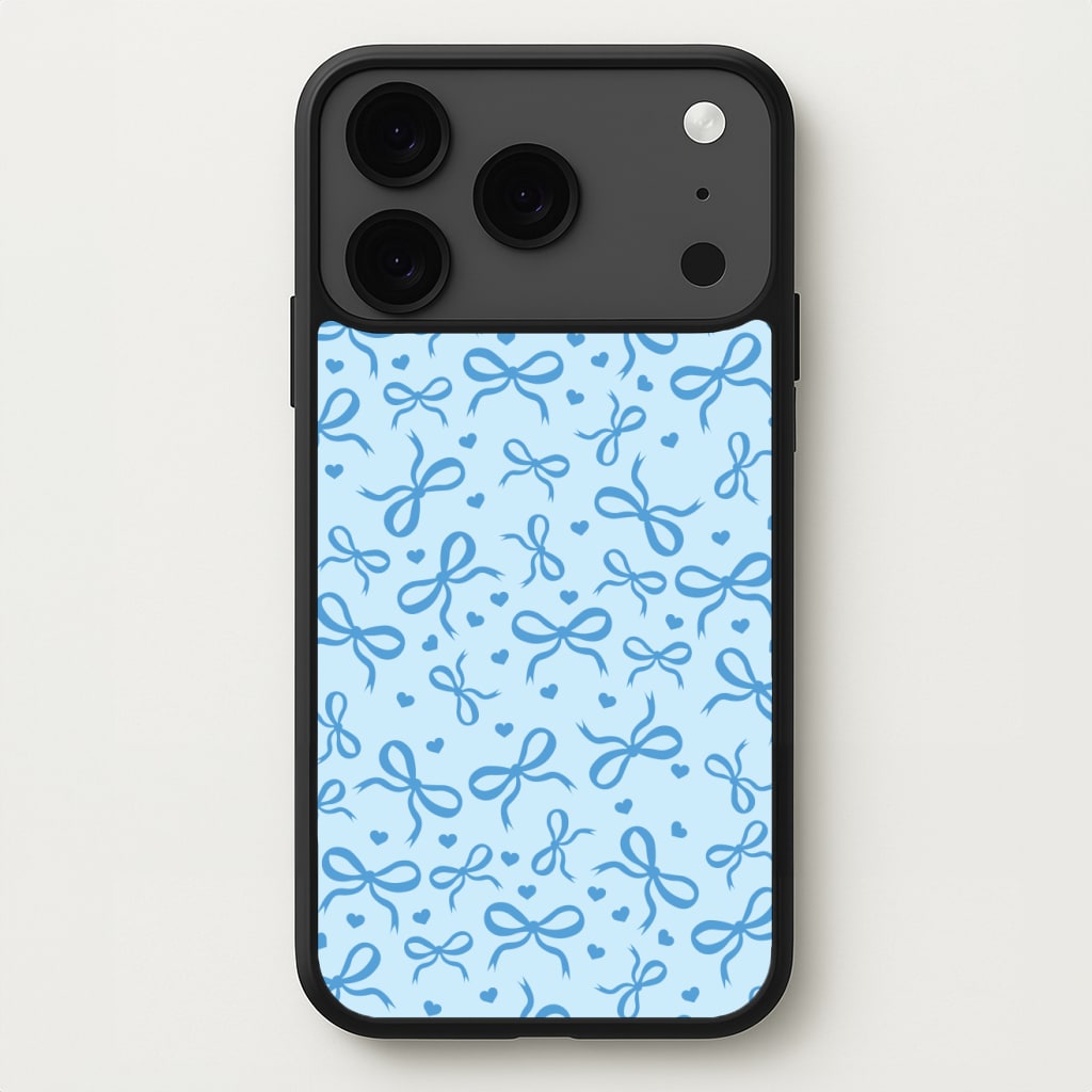 Coquette Bows And Hearts Navy Blue Phone Case