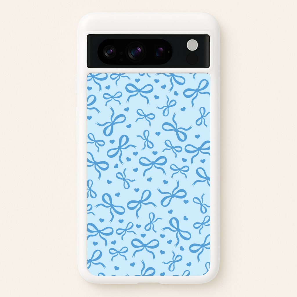 Coquette Bows And Hearts Navy Blue  - Clean Girl Aesthetic Phone Case for Google Pixel 8 Pro