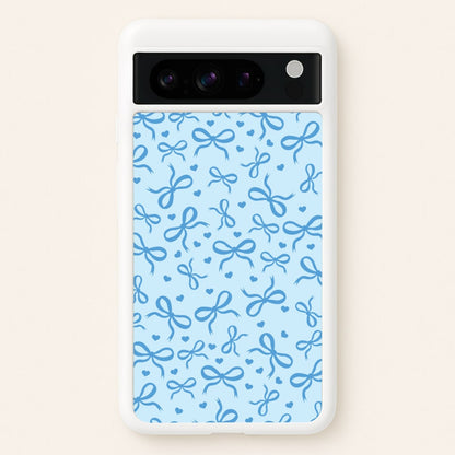 Coquette Bows And Hearts Navy Blue  - Clean Girl Aesthetic Phone Case for Google Pixel 8 Pro