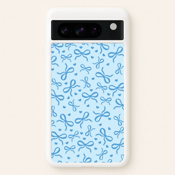 Coquette Bows And Hearts Navy Blue  - Clean Girl Aesthetic Phone Case for Google Pixel 8 Pro