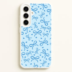 Coquette Bows And Hearts Navy Blue  - Clean Girl Aesthetic Phone Case for Galaxy A56