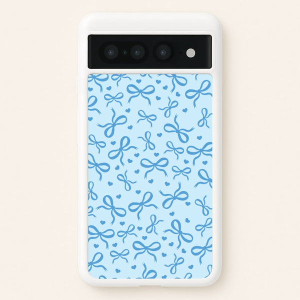 Coquette Bows And Hearts Navy Blue  - Clean Girl Aesthetic Phone Case for Google Pixel 7 Pro