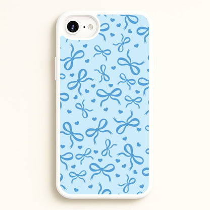 Coquette Bows And Hearts Navy Blue  - Clean Girl Aesthetic Phone Case for iPhone 6 Plus / 7 Plus / 8 Plus