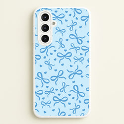 Coquette Bows And Hearts Navy Blue  - Clean Girl Aesthetic Phone Case for Galaxy A16