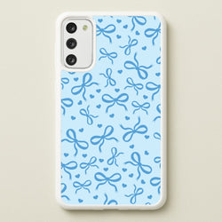 Coquette Bows And Hearts Navy Blue  - Clean Girl Aesthetic Phone Case for Galaxy S20