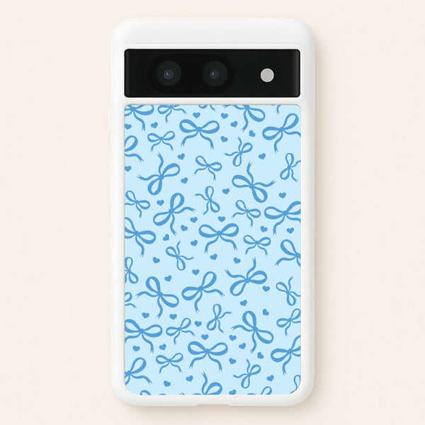 Coquette Bows And Hearts Navy Blue  - Clean Girl Aesthetic Phone Case for Google Pixel 8a