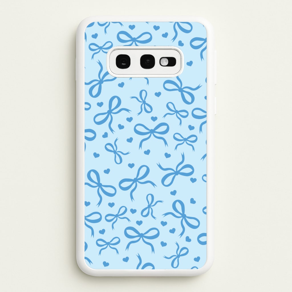 Coquette Bows And Hearts Navy Blue  - Clean Girl Aesthetic Phone Case for Galaxy S10e