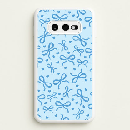 Coquette Bows And Hearts Navy Blue  - Clean Girl Aesthetic Phone Case for Galaxy S10e