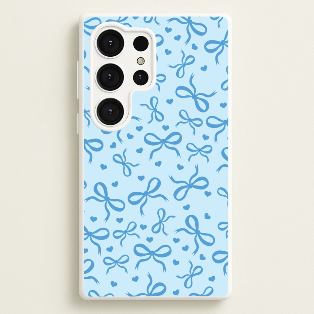 Coquette Bows And Hearts Navy Blue  - Clean Girl Aesthetic Phone Case for Galaxy S25 Ultra