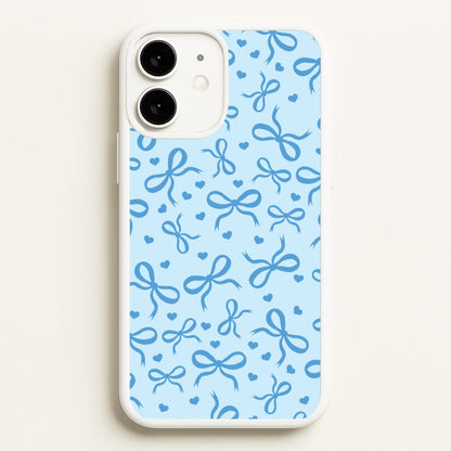Coquette Bows And Hearts Navy Blue  - Clean Girl Aesthetic Phone Case for iPhone 11