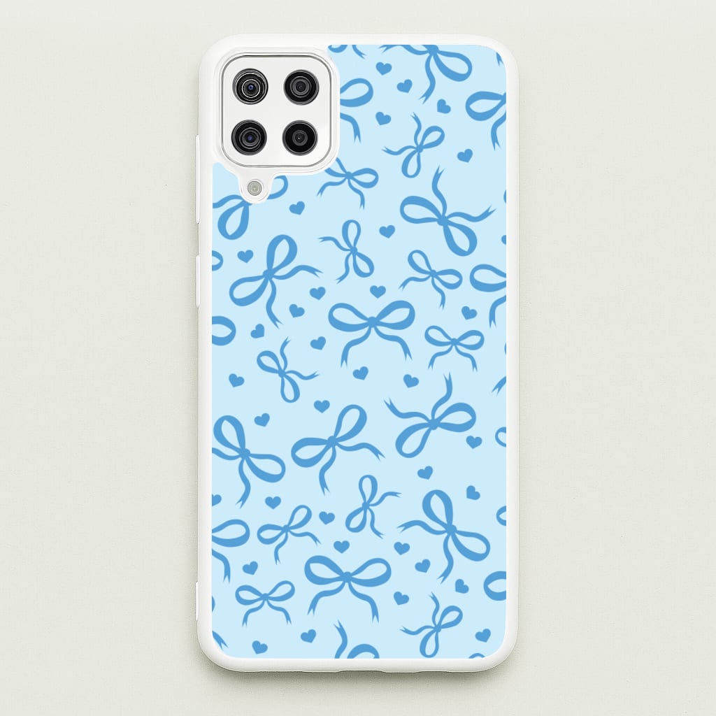 Coquette Bows And Hearts Navy Blue  - Clean Girl Aesthetic Phone Case for Galaxy A12