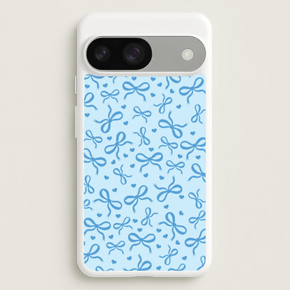 Coquette Bows And Hearts Navy Blue  - Clean Girl Aesthetic Phone Case for Google Pixel 9 / 9 Pro