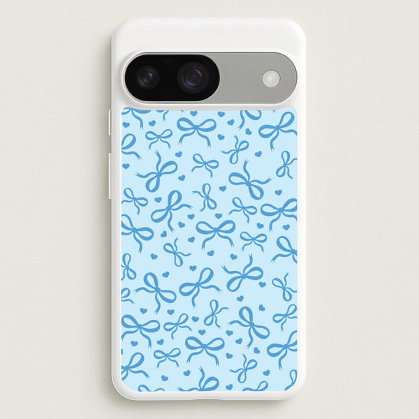 Coquette Bows And Hearts Navy Blue  - Clean Girl Aesthetic Phone Case for Google Pixel 9 / 9 Pro
