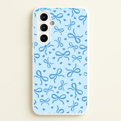 Coquette Bows And Hearts Navy Blue  - Clean Girl Aesthetic Phone Case for Galaxy A54