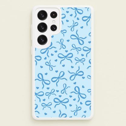 Coquette Bows And Hearts Navy Blue  - Clean Girl Aesthetic Phone Case for Galaxy S22 Ultra