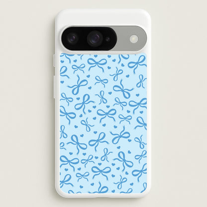 Coquette Bows And Hearts Navy Blue Phone Case for Google Pixel 10 / 10 Pro