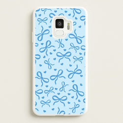 Coquette Bows And Hearts Navy Blue  - Clean Girl Aesthetic Phone Case for Galaxy S9