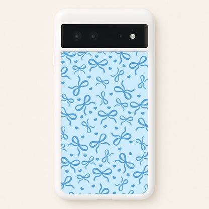 Coquette Bows And Hearts Navy Blue  - Clean Girl Aesthetic Phone Case for Google Pixel 6