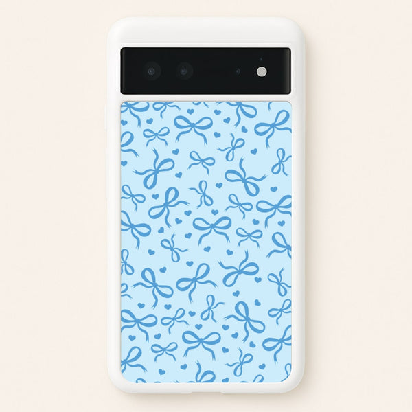 Coquette Bows And Hearts Navy Blue  - Clean Girl Aesthetic Phone Case for Google Pixel 6